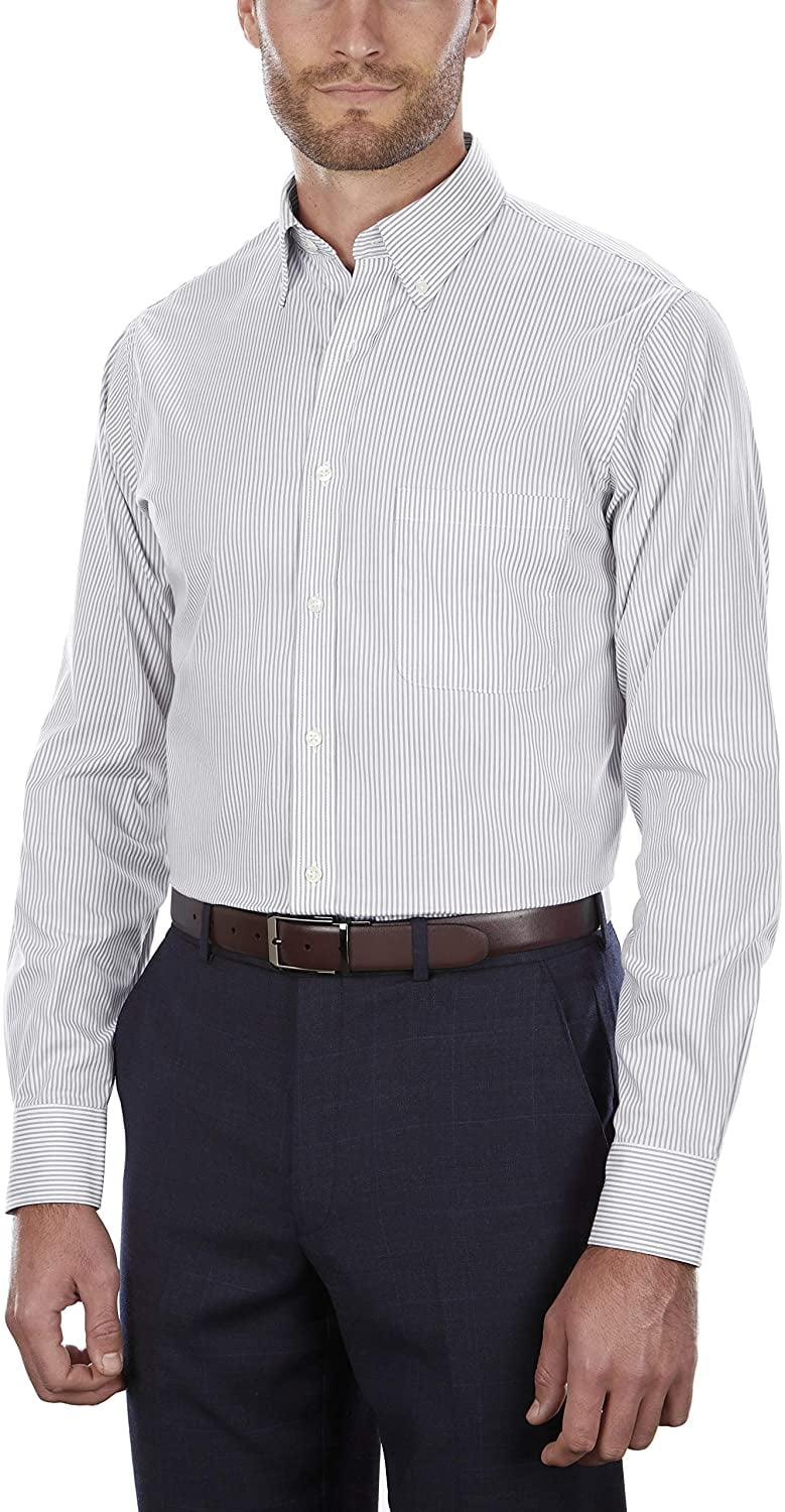 Van Heusen Mens Dress Sizehirt Regular Fit Pinpoint Sizetripe 16.5 Neck 34-35 Sizeleeve Iced Grey