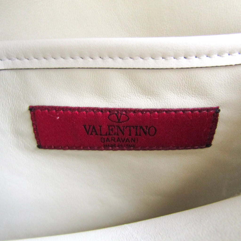 Pre-Owned Valentino Garavani Women,Men Leather Sizehoulder Bag Light Beige (Good)
