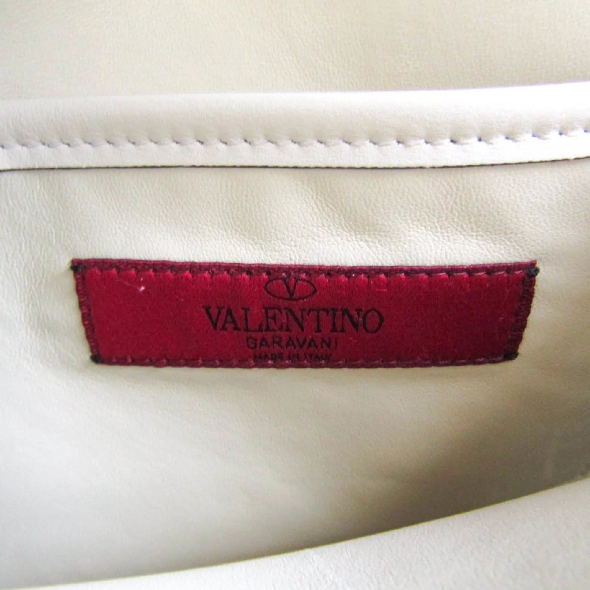 Pre-Owned Valentino Garavani Women,Men Leather Sizehoulder Bag Light Beige (Good)