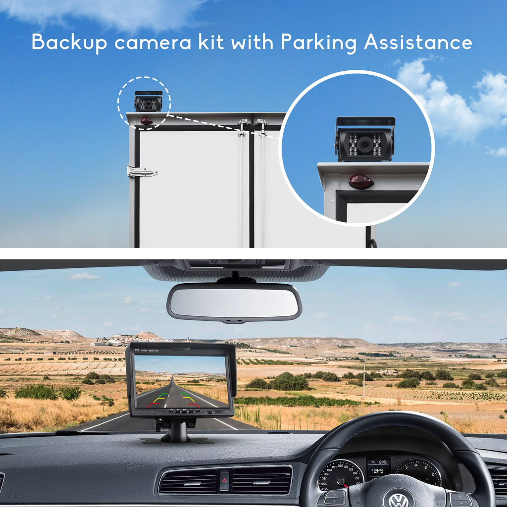 Toguard Reversing Camera Kit, 7'' Car Backup Camera with IR  Night Vision for Cars Trucks Van Large Vehicles