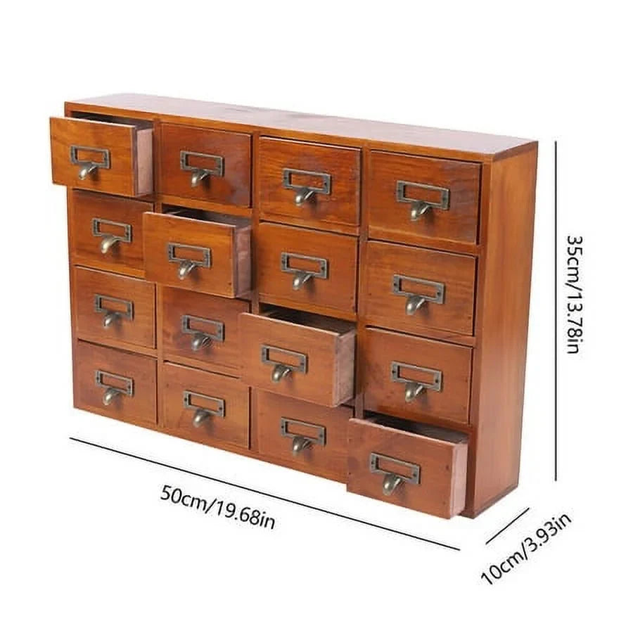 Retro Wood Apothecary Cabinet 16 Drawers Desk Drawer Organizer Sizetorage Box