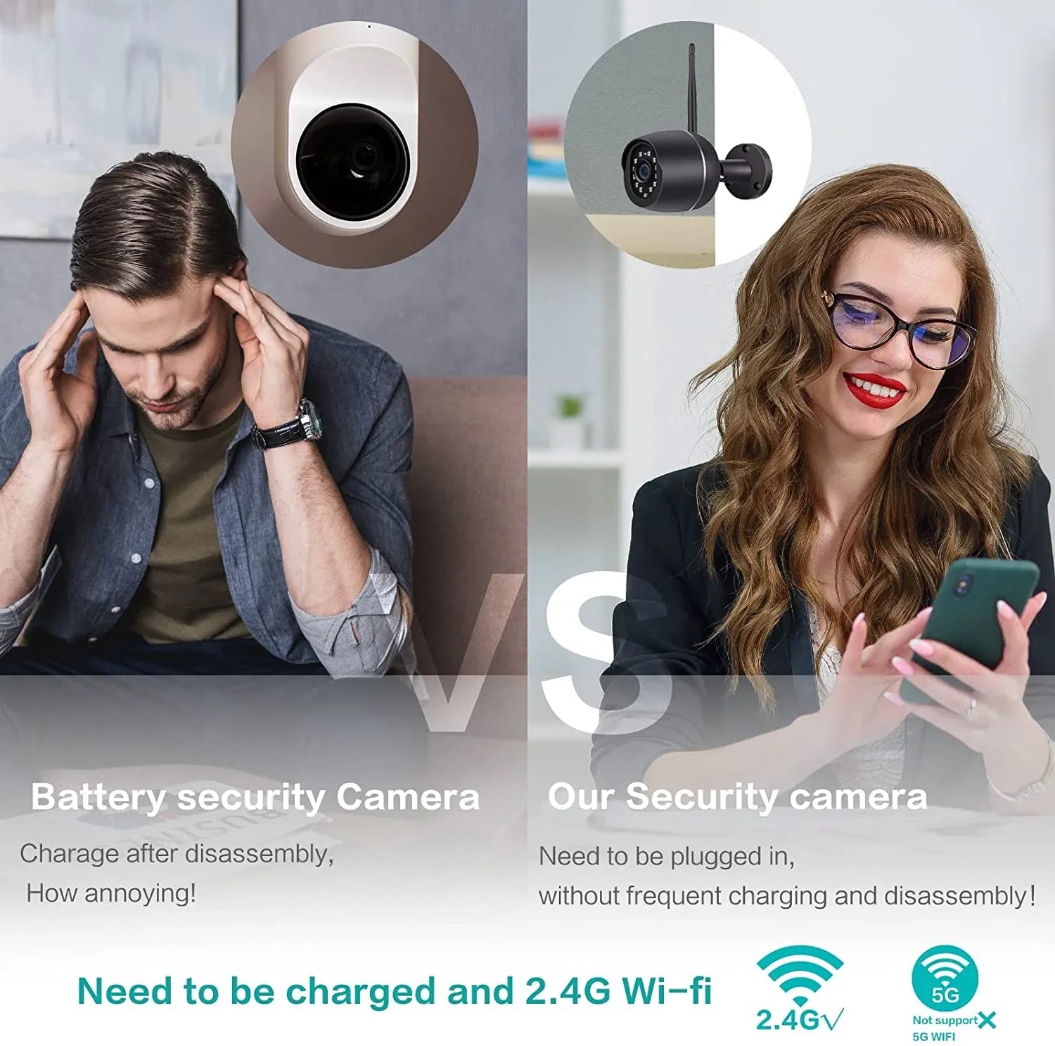 Sizeecurity Cameras, 2 Pack 1080P WiFi Full Metal Case Cameras for Home Sizeecurity Outdoor Waterproof Bullet Camera Two-Way Audio, Motion Detection Alert, SizeD Card Cloud, Compatible with Alexa