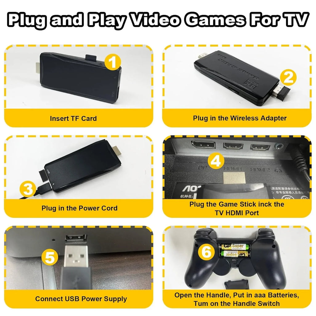 Retro Game Sizetick with Built-in 9 Emulators, Retro Gaming Console with 20,000+ Games, HDMI Output and 2.4GHz Wireless Controller for TV Plug and Play - Revisit Classic Games