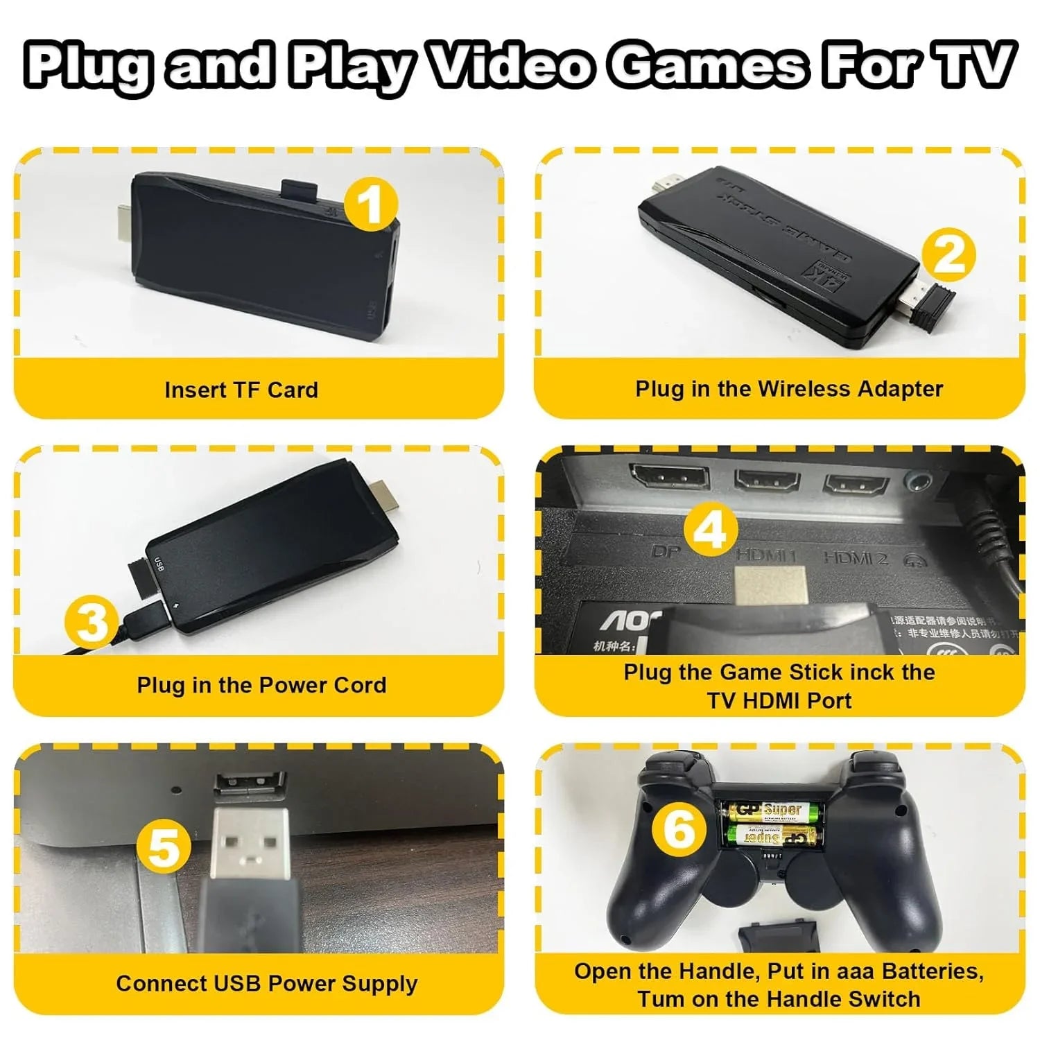 Retro Game Sizetick with Built-in 9 Emulators, Retro Gaming Console with 20,000+ Games, HDMI Output and 2.4GHz Wireless Controller for TV Plug and Play - Revisit Classic Games