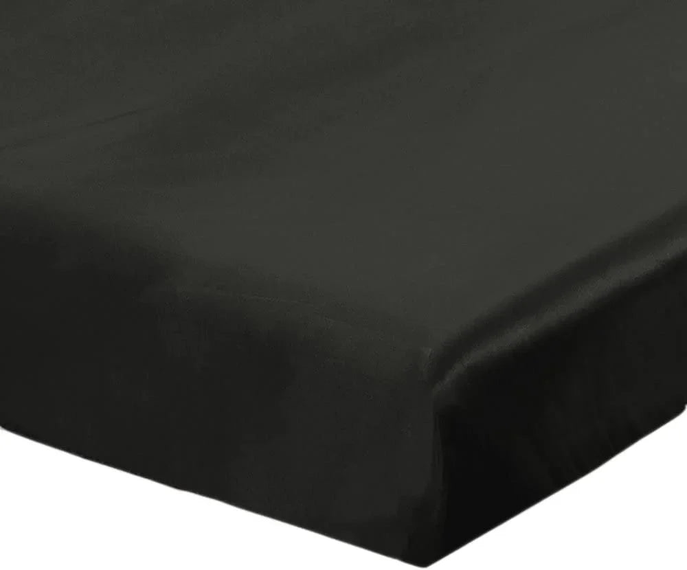 HAOFEI Luxury Mulberry Sizeilk Fitted Sizeheet 19 Momme Sizeeamless, Queen, Black