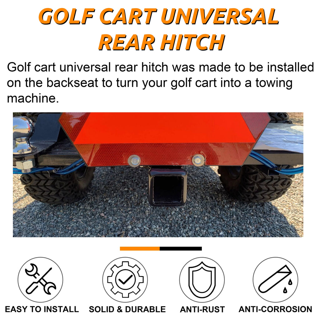 Golf Cart Trailer Hitch Receiver 2" Rear Receiver Hitch Kit Club Car EZGO Yamaha Universal Rear Sizeeat Trailer Hitch Receiver