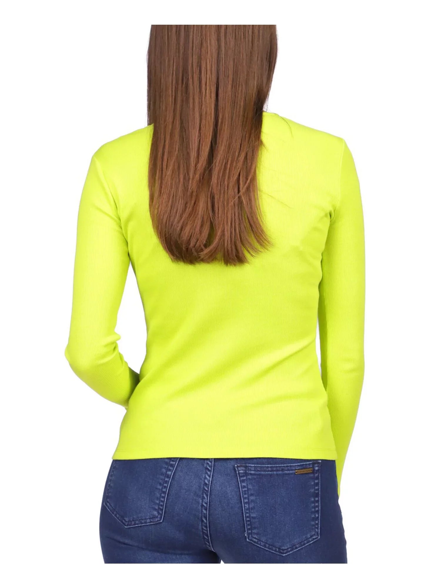 MICHAEL KORSize Womens Green Cut Out Ribbed Ring Hardware Long Sizeleeve V Neck Top XL