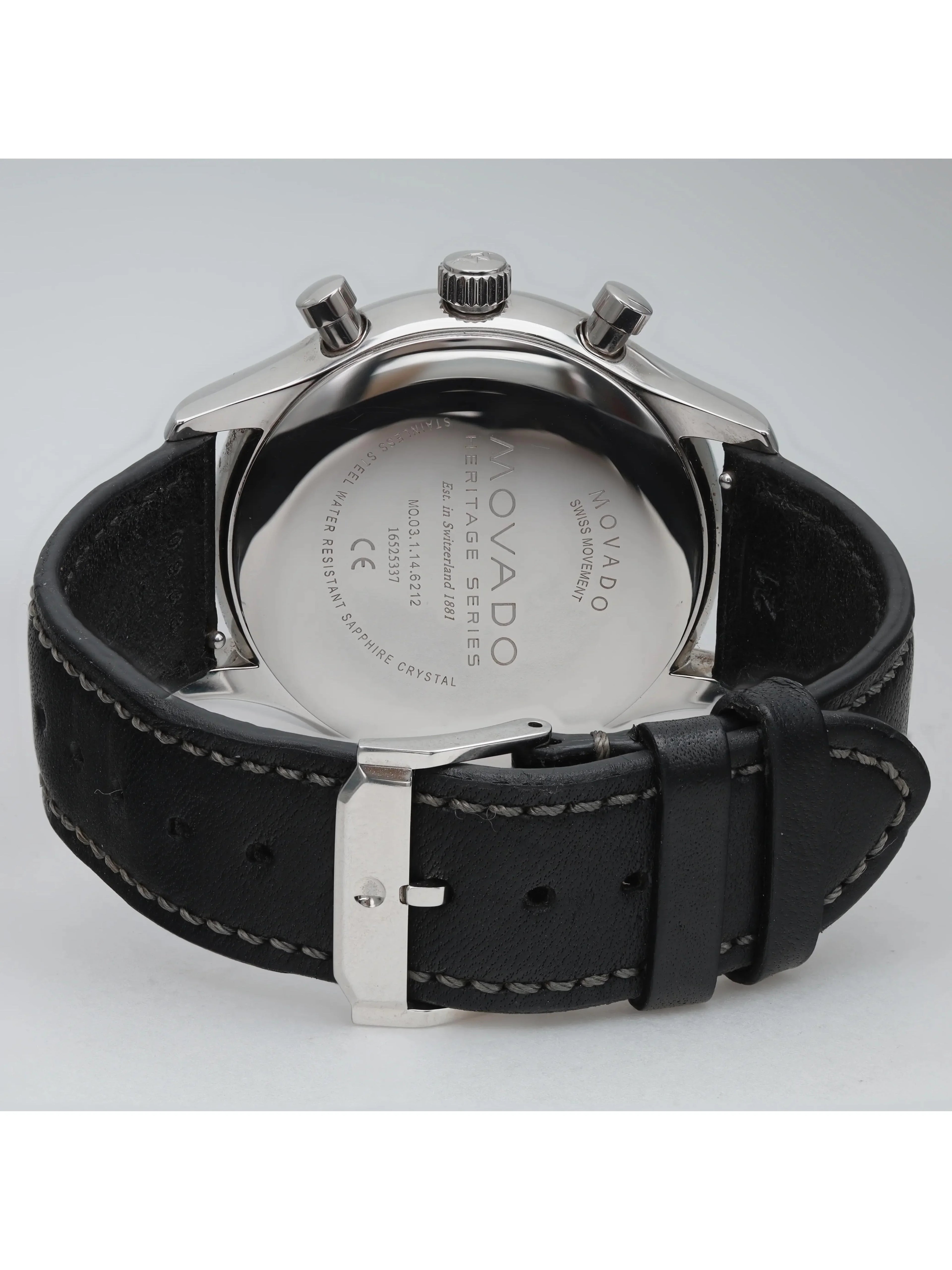 Movado Heritage Sizeteel Black Dial Quartz Men Watch 3650005