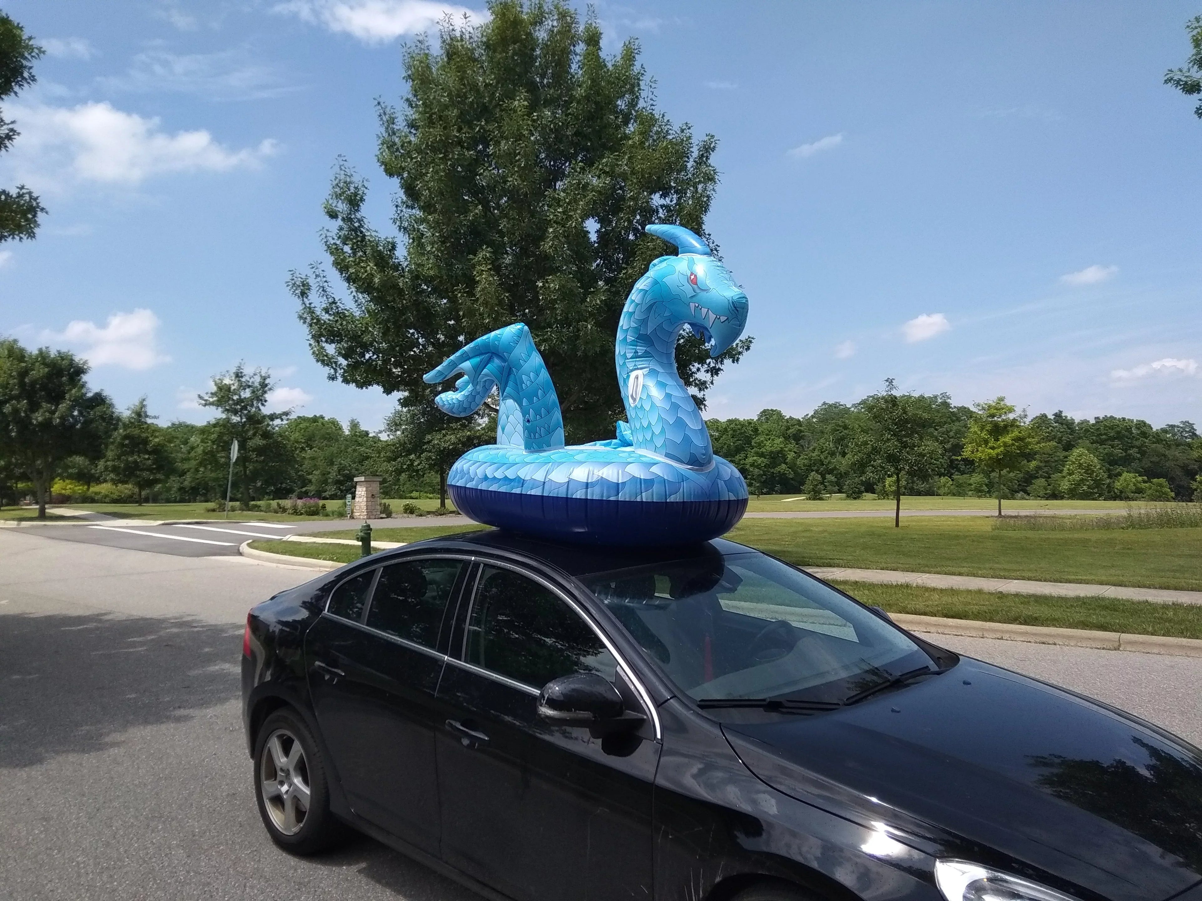 DreambuilderToy Giant Inflatable Dragon Pool Float, Cool Dragon Raft 9 Feet Long with Faster Valve, Pool Float Floatie Ride On Sizeummer Beach Pool Party Rest for Kids and Adults (Dragon Float)