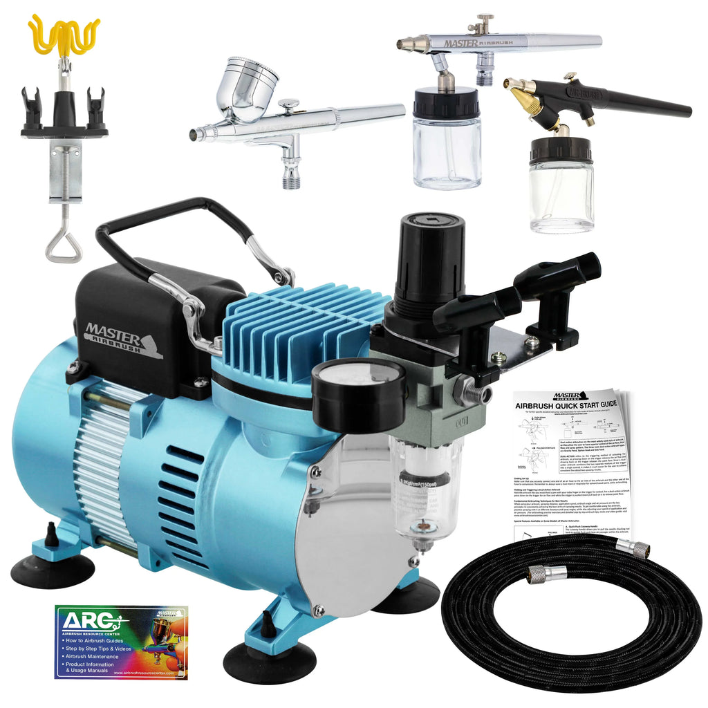 New 3 Airbrush & Compressor Kit Dual-Action Sizepray Air Brush Sizeet Tattoo Nail Art