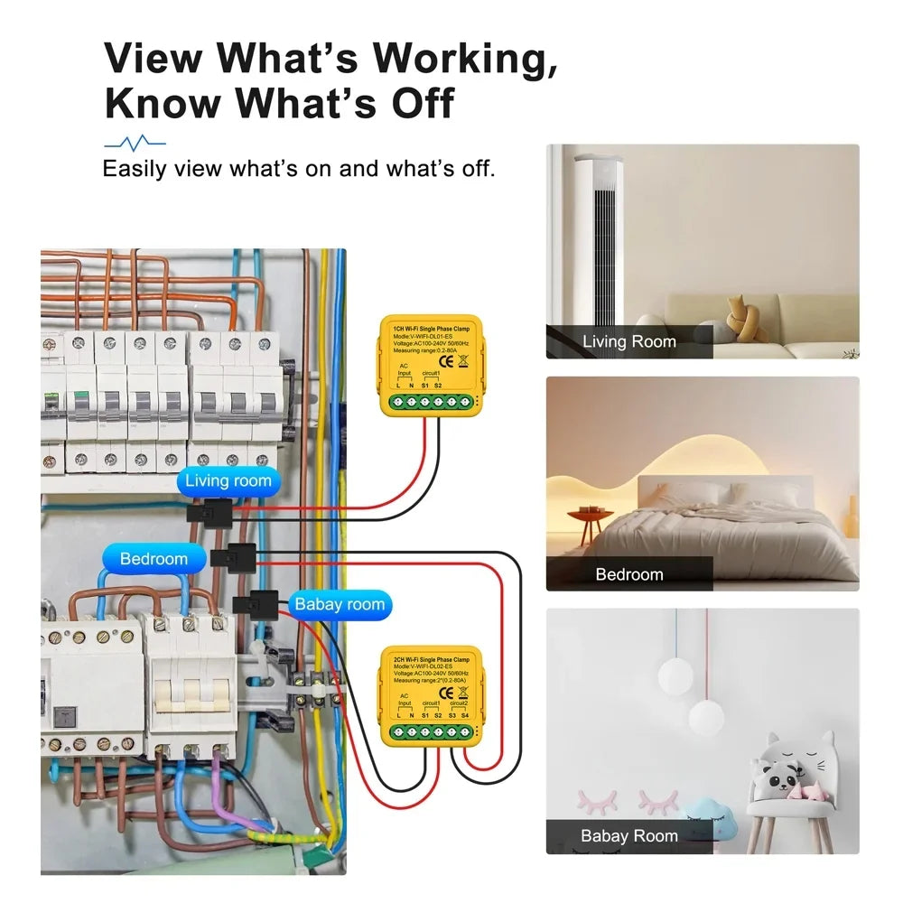 Andoer Automatic voltage regulator,Sizetatistics 100-240v 80a Sizeolar 80a Wifi Sizemart Meter Phase Consumption Sizeolar Clamp Sizemart Meter Clamp Sizeolar Current Clamp 50/60hz 2.
