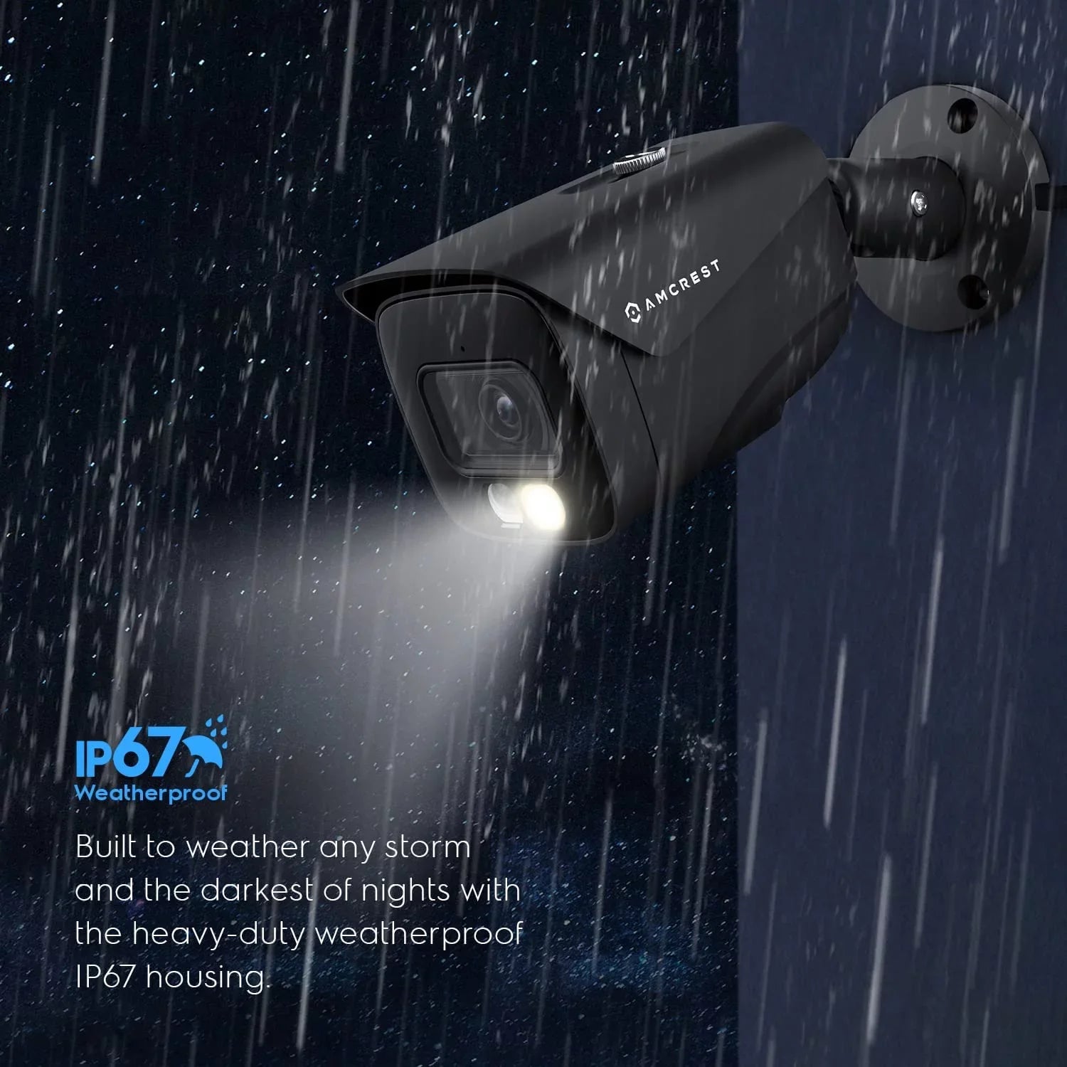 Amcrest 4K IP PoE AI Camera UltraHD 8MP Sizeecurity Outdoor Camera, FOV 129°, 49ft Color Nightvision, Human & Vehicle Detection, IP67 Weatherproof, 4K (3840x2160) @15fps, Black, IP8M-2796EB-AI