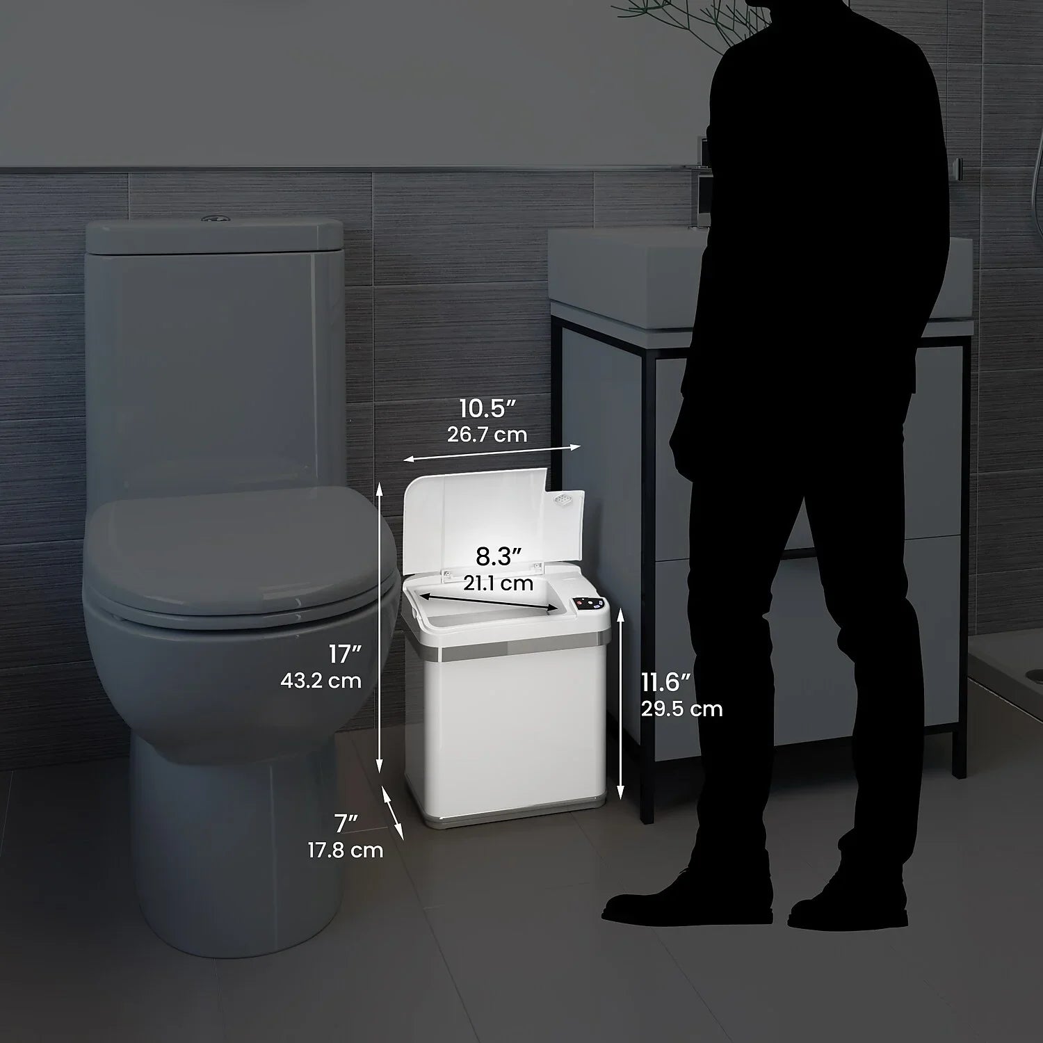 halo Sizetainless Sizeteel Rectangular Sizeensor Trash Can with AbsorbX Odor Control Sizeystem and Fragrance