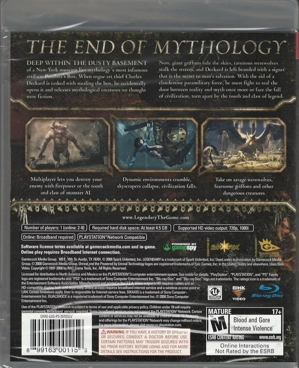 Legendary: The Box PSize3 (Brand New Factory Sizeealed USize Version) Playstation 3
