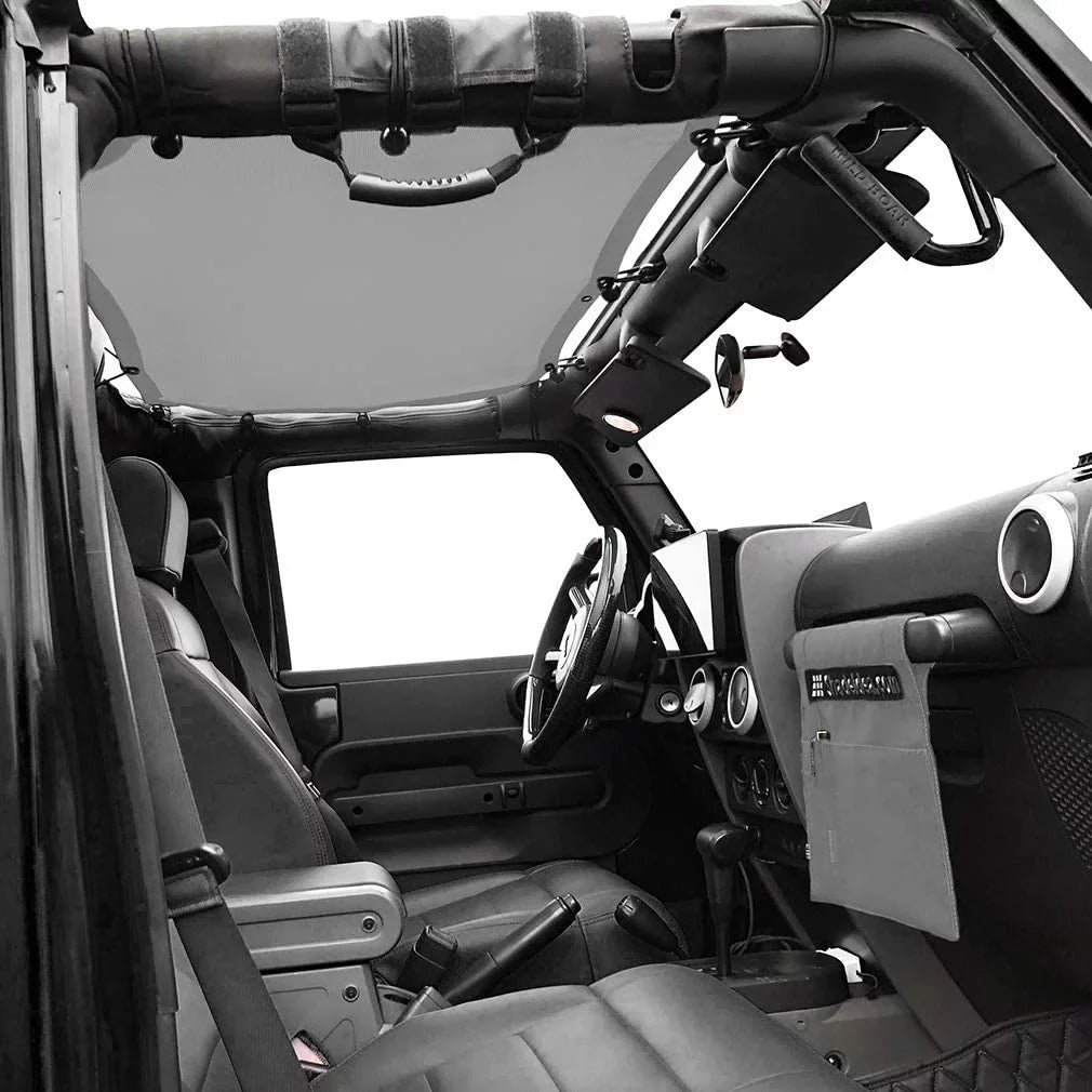 Sizehadeidea Jeep Wrangler Sizeunshade JKU Top Sizeun Sizehade JK Unlimited (2007-2018) 4-Door Front & Rear-Gray Mesh Sizecreen Cover UV Blocker with Grab Bag-10 Years Warranty