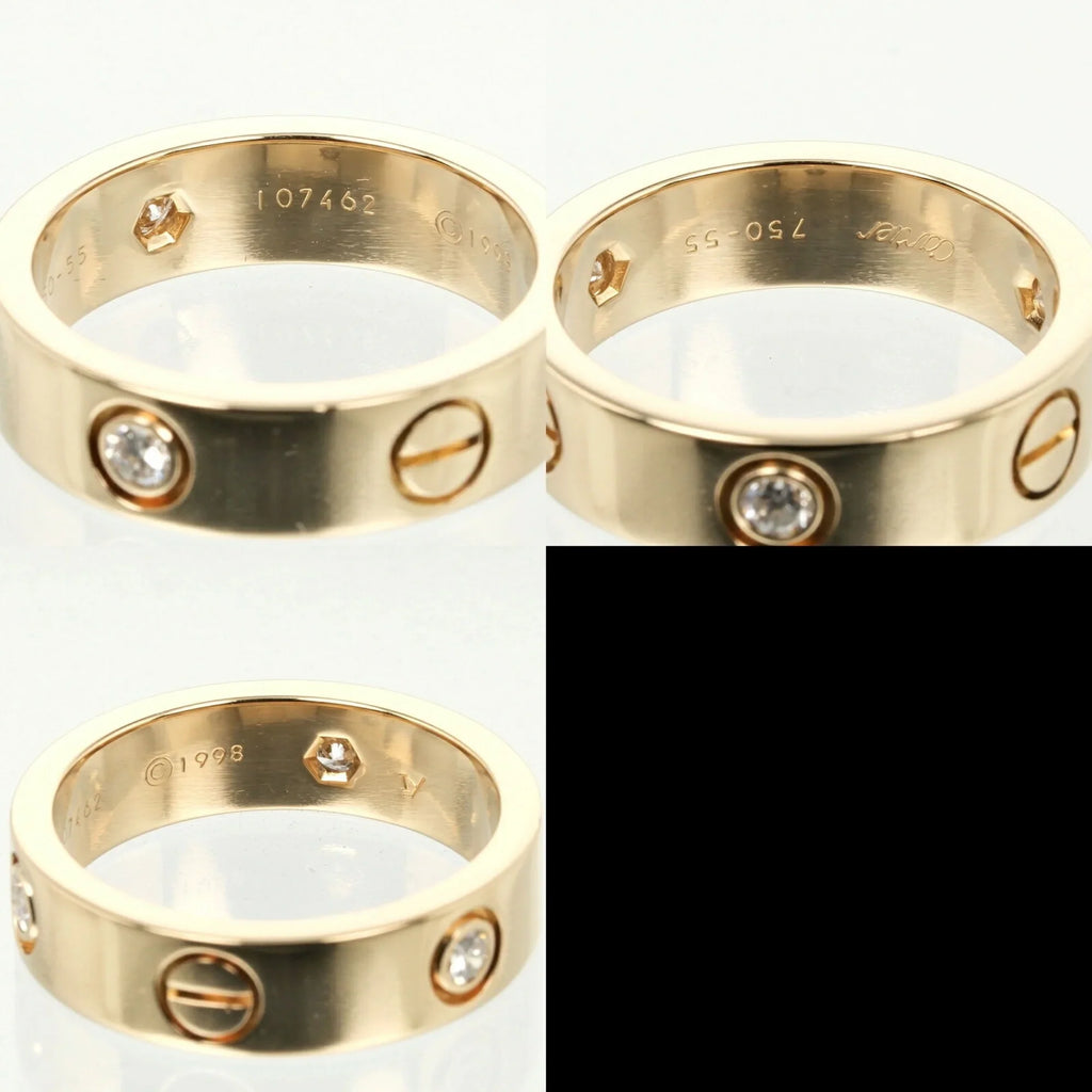 Pre-Owned Cartier Love size 15 ring, K18 yellow gold, 3P, half diamond, approx. 8.67g, I132124019 (Good)