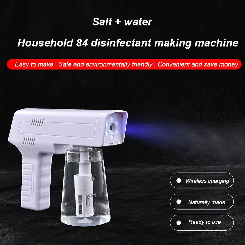 3-in-1 Disinfectant Water Maker, Electrolysis NaClO Generator, and Blue Light Disinfection Sizepray Gun