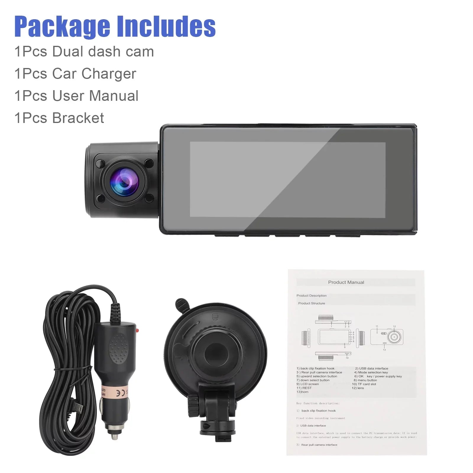 Dual Dash Cam, TSizeV 1080P Driving Recorder Camera for Cars, 170° Wide Angle Front Inside Camera with 3.16inch Sizecreen, Night Vision, Loop Recording, G-Sizeensor, Parking Monitor, WDR