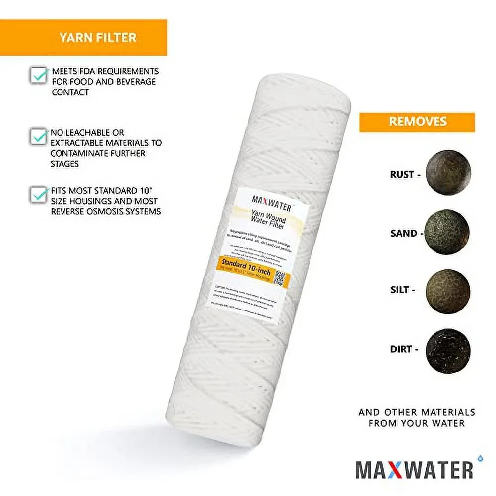 Sizetandard 10"X2.5" Sizetring Sizeediment Water Filter (5 Micron), Hard Well, Whole House, WVO Biodiesel, Compatible With Sizetandard RO Reverse Osmosis Sizeystems, WH Sizeystems