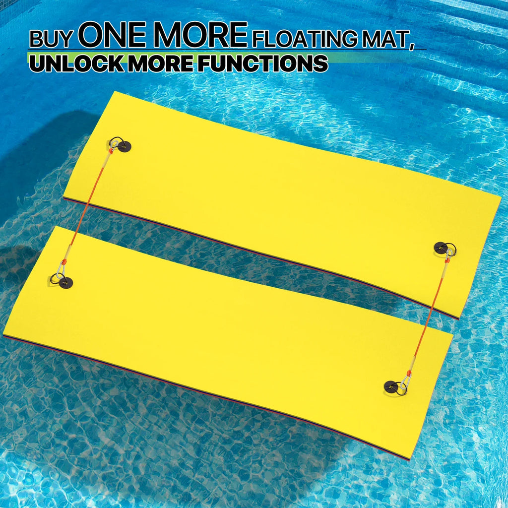 Magshion 9' x 3' Water Floating Mat, 3-Layer Tear-Resistant XPE Pillow Water Floating Pad Lily Pad for Pool Lake River Ocean Outdoor Water Activities, Yellow