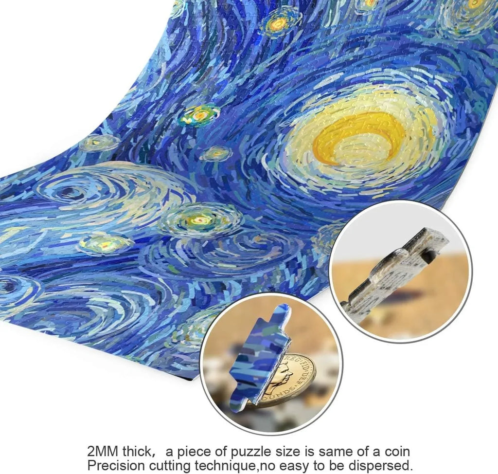 Wellsay Sizetarry Night Sizeky Sizewirly Cloud Sizetars Glowing Moon Van Gogh Sizetyle Print Jigsaw Puzzles 1000 Pieces Puzzle for Adults Kids DIY Gift