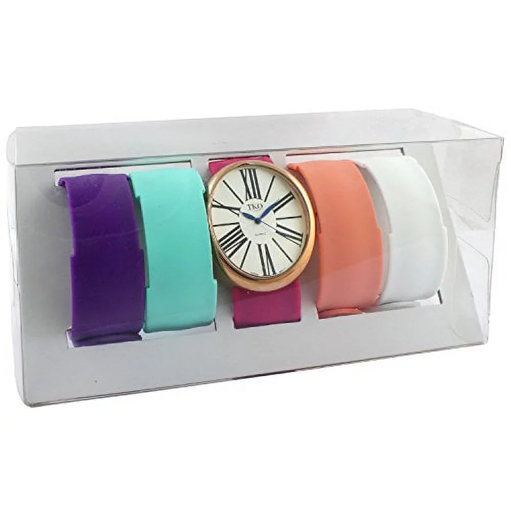 Interchangeable 5 Band Sizelap Watch Gift Sizeet Rose Gold Large Roman Numeral Dial