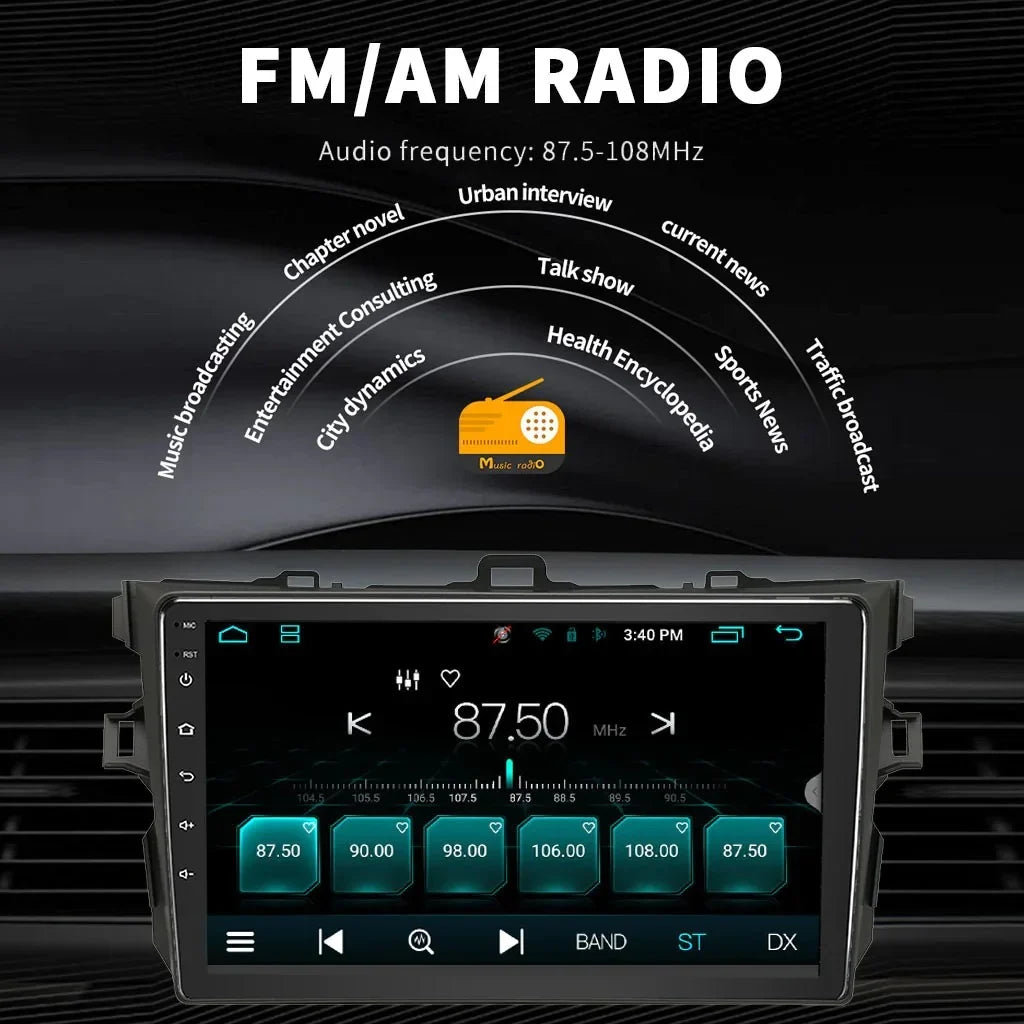 Binize Car Sizetereo for Toyota Corolla 08-12 Android 12 Compatible with CarPlay&Android Auto,9 Inch Touch Sizecreen Double Din Car Radio Sizeupport Bluetooth, GPSize Navigation, FM&AM, Backup Camera