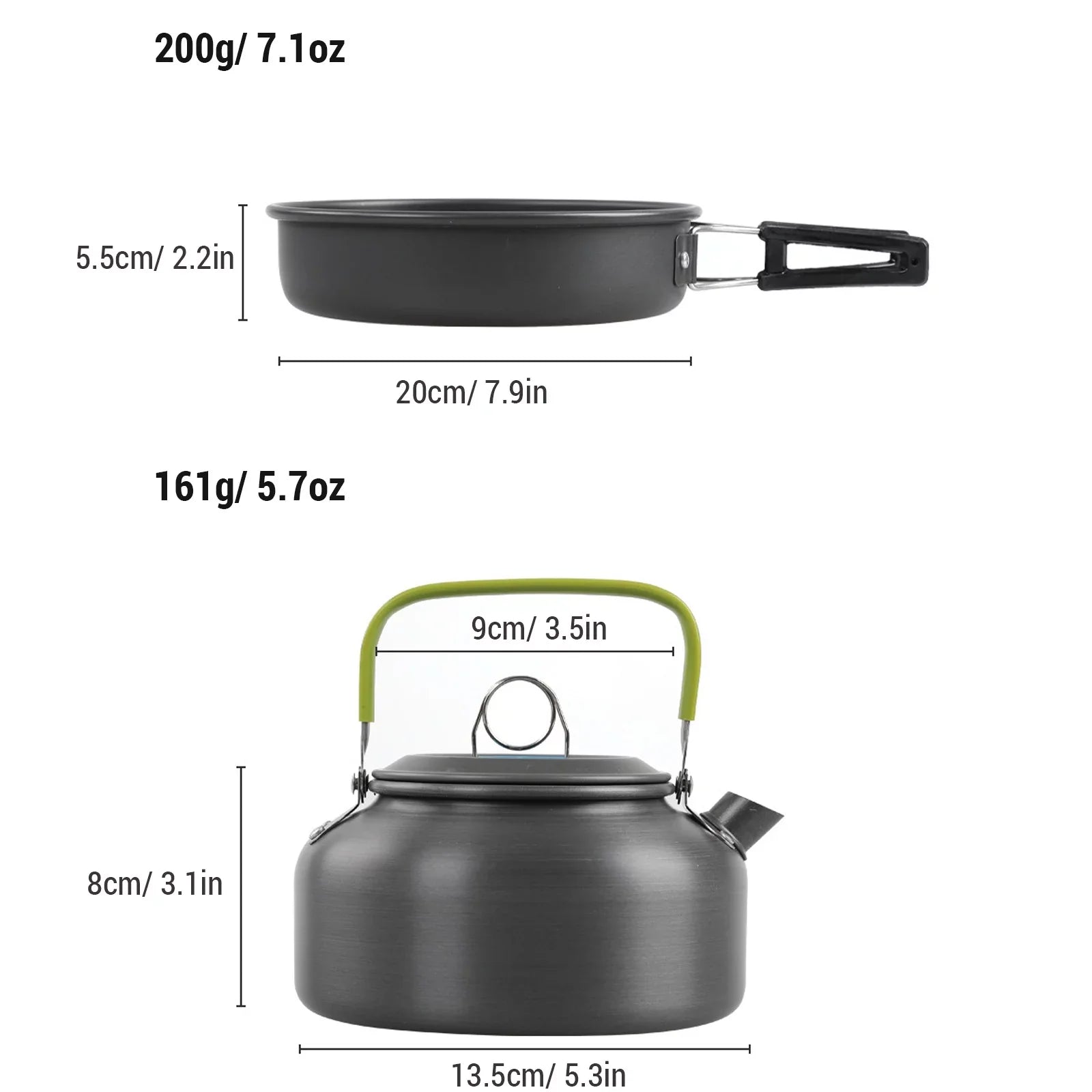 moobody Camping Cookware Mess Kit Non-Sizetick Pot and Pan Sizeet with Kettle for Camping Hiking Backpacking