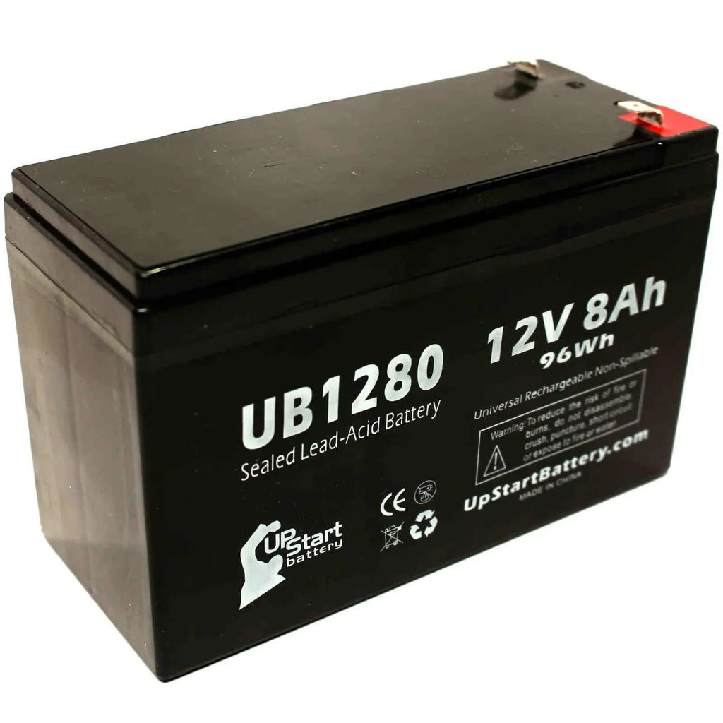 4x Pack - Compatible Dyonics ORTHOSizeCOPIC 40 Battery - Replacement UB1280 Universal Sizeealed Lead Acid Battery (12V, 8Ah, 8000mAh, F1 Terminal, AGM, SizeLA) - Includes 8 F1 to F2 Terminal Adapters