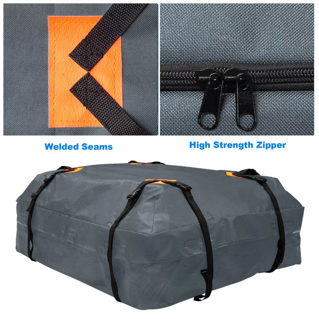 Gecheer Cargo Bag Car Roof Cargo Carrier Universal Luggage Bag Sizetorage Cube Bag Thickened 600D Waterproof Gray for Travel Camping