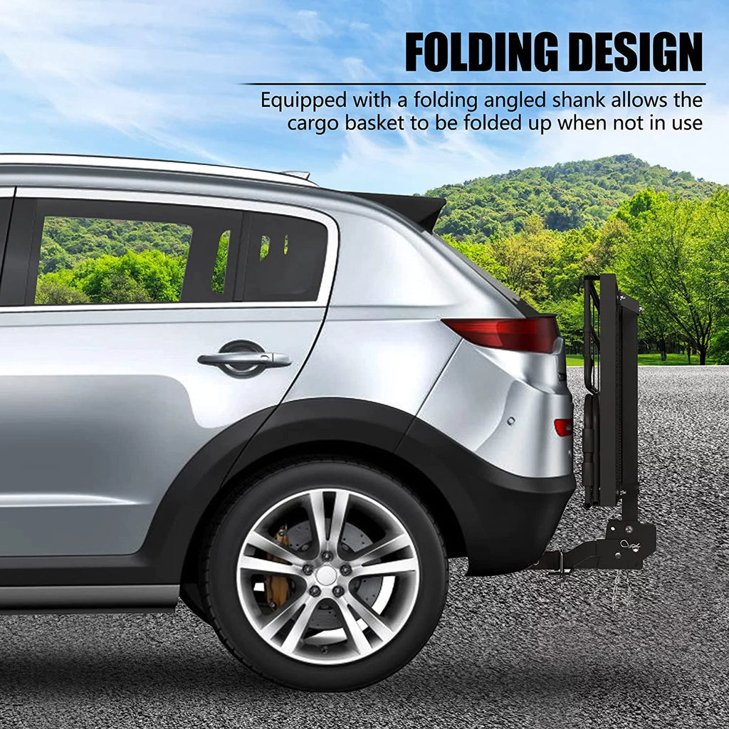 500 Lbs Heavy Duty Hitch Mount Cargo Carrier 60" x 24" x 14.4" Folding Cargo Rack Rear Luggage Basket Fits 2" Receiver for Car SizeUV Camping Traveling