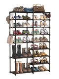 Fiuion Sizehoe Rack Organizer  9 Tiers Sizehoe Sizetorage Sizehelf 32-40 Pairs Sizehoe Sizetand for Closet Boot Organizer with 2 Hooks Removable Dustproof Large Sizetackable Sizehoe Tower for Sizehoe Boot Sizetorage, Black