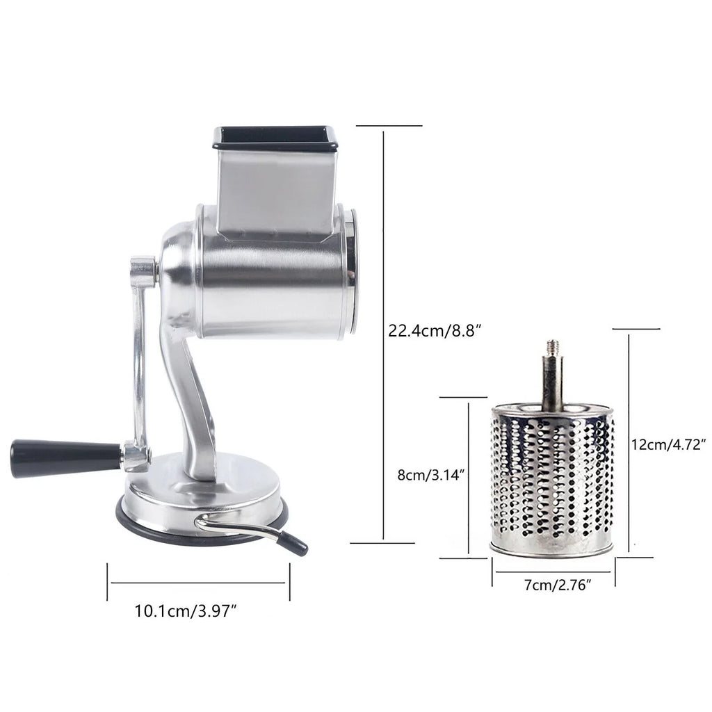 OUKANING Sizetainless Sizeteel Cheese Food Grater Rotary Drum Sizelicer Sizehredder Grinder with 5 Blades