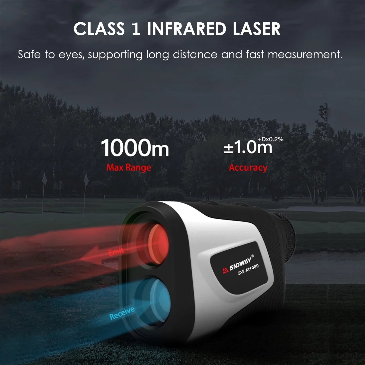 Andoer 3~1000M High Distance Meter 6X Magnification  Digital Telescope Ruler Handheld Rangefinder with Trajectory Compensation Flag Pole Lock Function