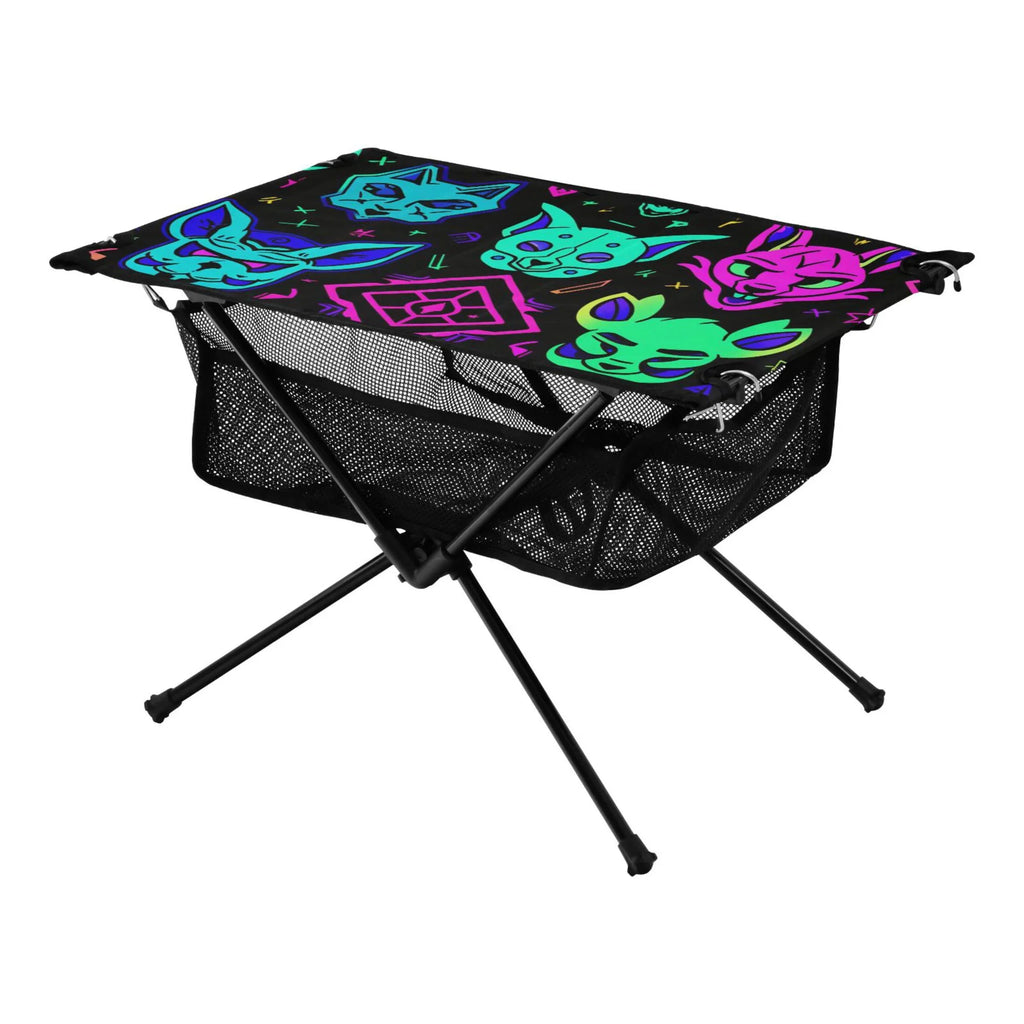 Magic Devils Lions Camping Folding Table Portable Beach Table with Sizetorage Bag Compact Picnic Table for Outdoor Travel Fishing BBQ