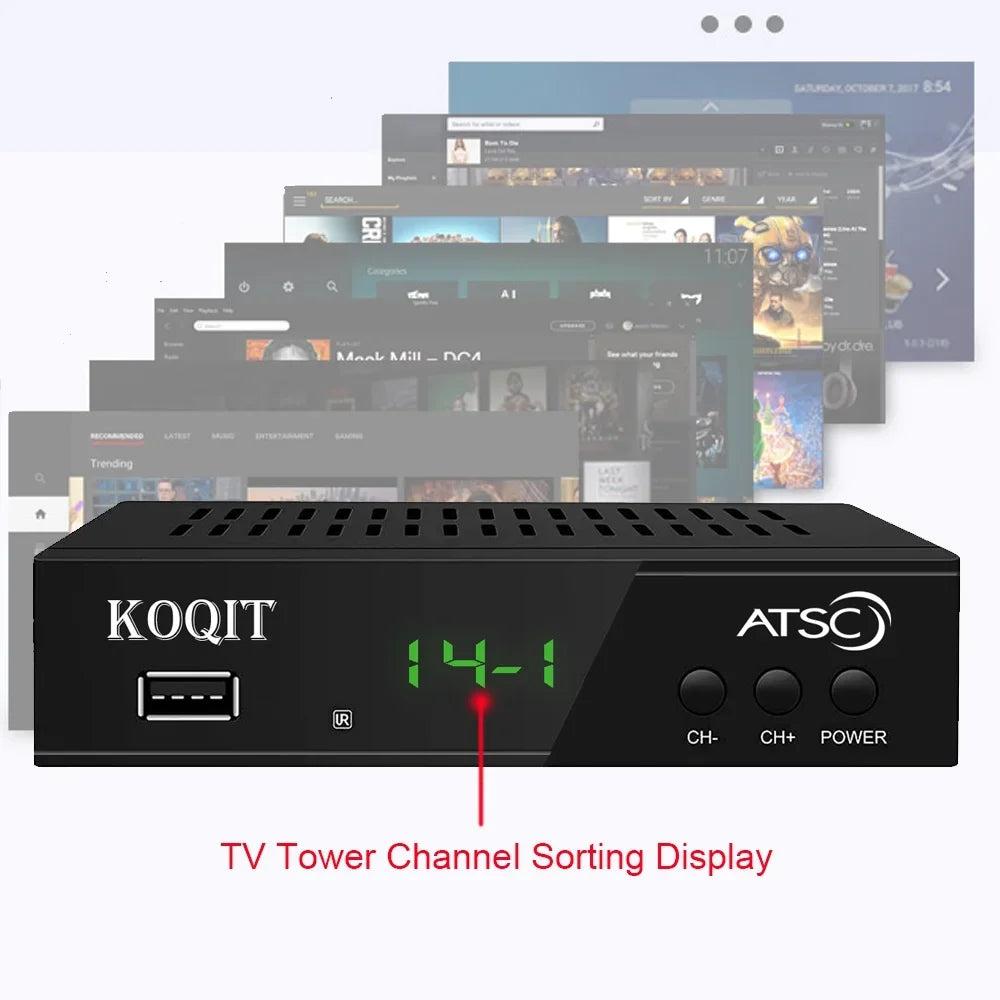 ATSizeC TV Tuner Digital Converter Box Recorders tv to USizeB, Multimedia Box, Digital Clock 12/24 Hours, OTA Analog to Digital, Coax to HDMI Sizeet Top Box