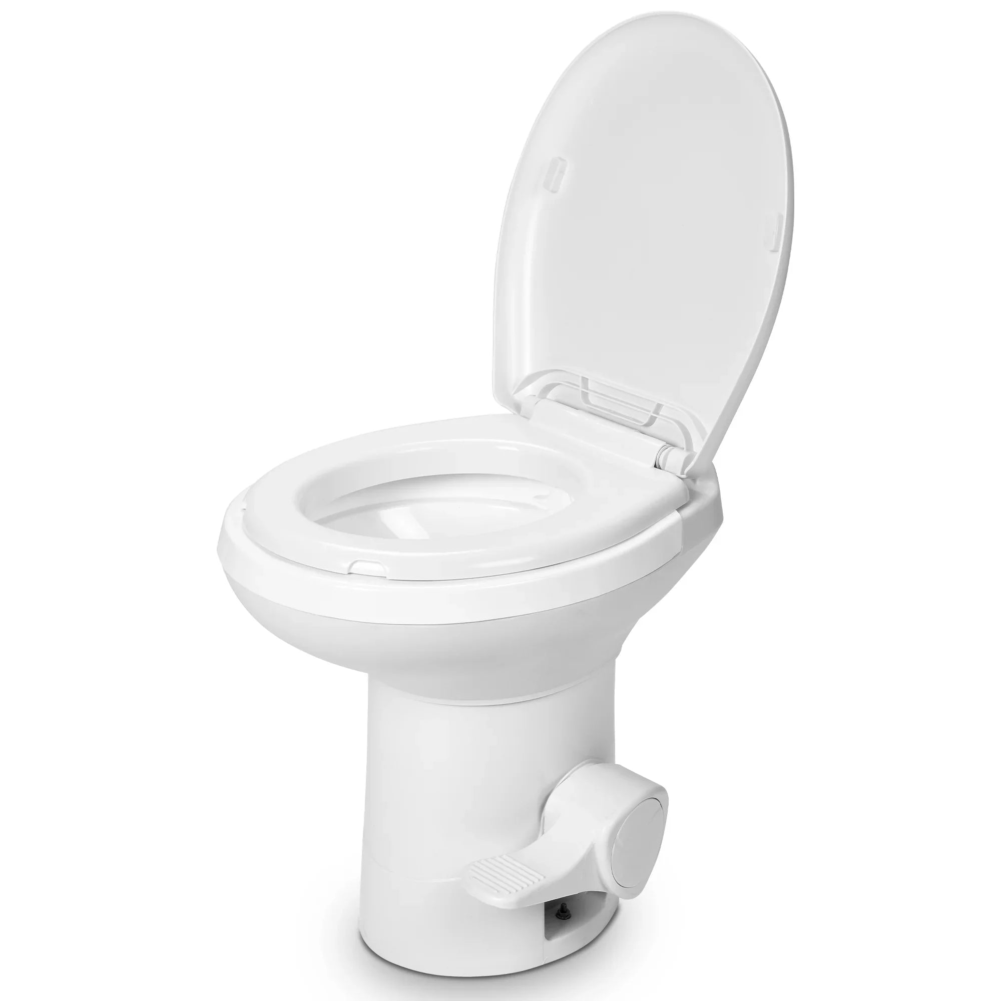 Dextrus Portable RV Toilet with Pedal Flush, Gravity Flush Toilet High Profile for Caravan Travel, Camping, Boating, Ivory