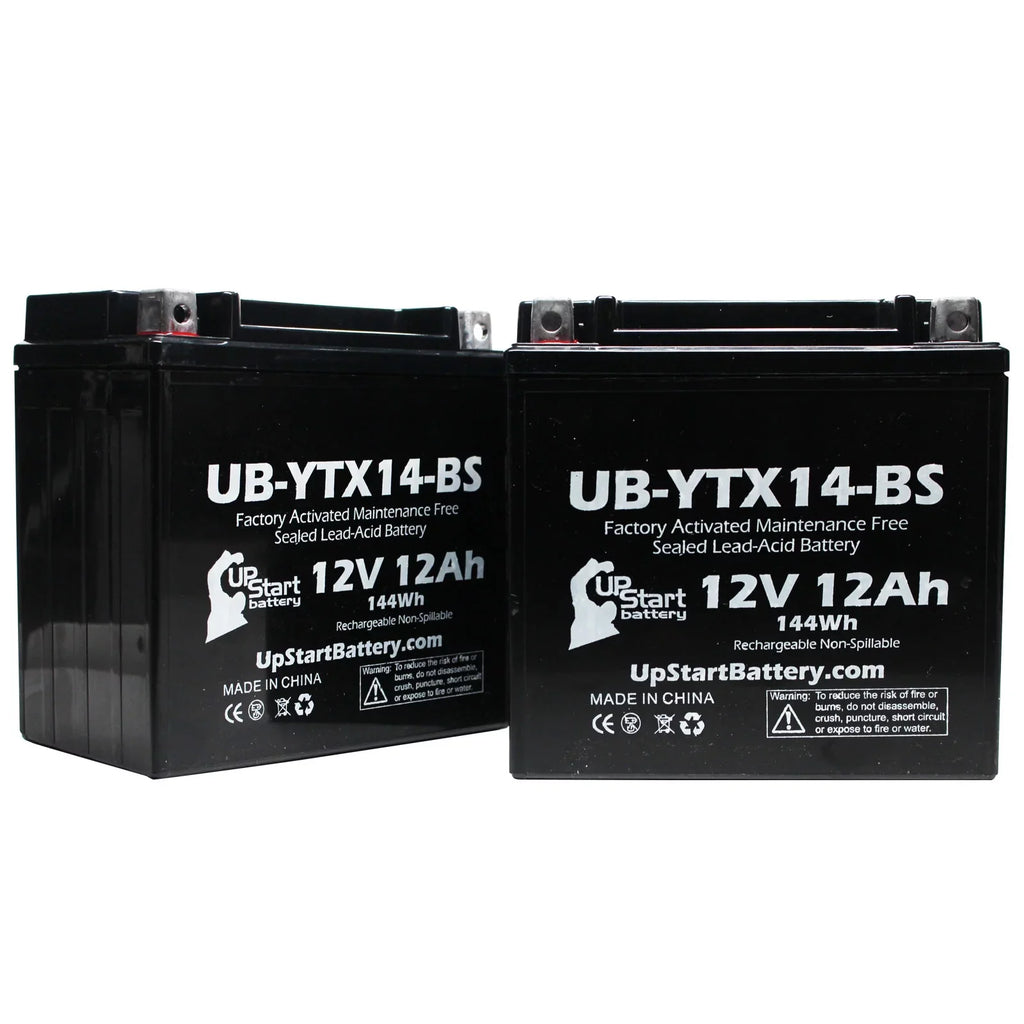 2-Pack UpSizetart Battery Replacement 2011 BMW F800SizeT, GSize 800 CC Factory Activated, Maintenance Free, Motorcycle Battery - 12V, 12AH, UB-YTX14-BSize