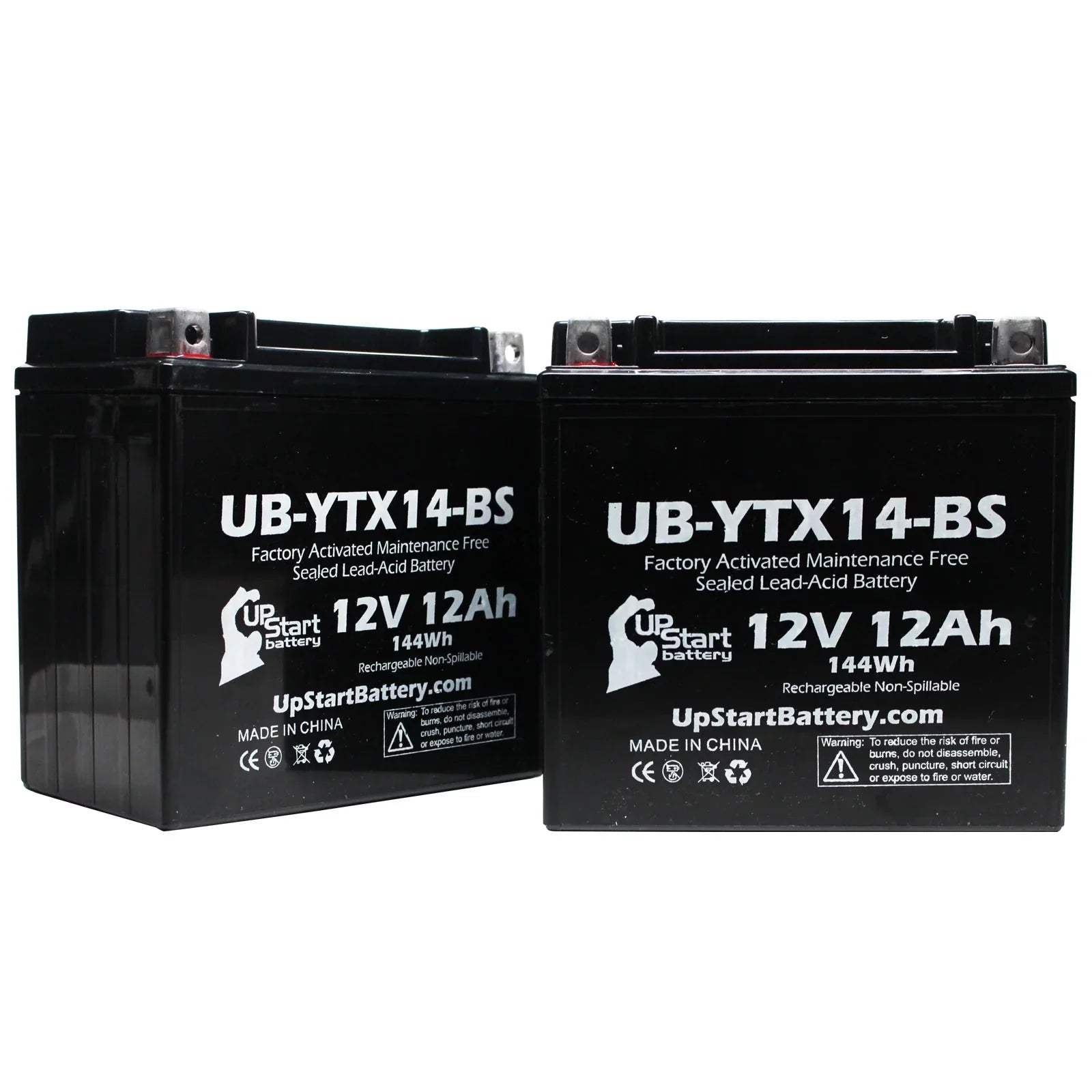 2-Pack UpSizetart Battery Replacement 2011 BMW F800SizeT, GSize 800 CC Factory Activated, Maintenance Free, Motorcycle Battery - 12V, 12AH, UB-YTX14-BSize