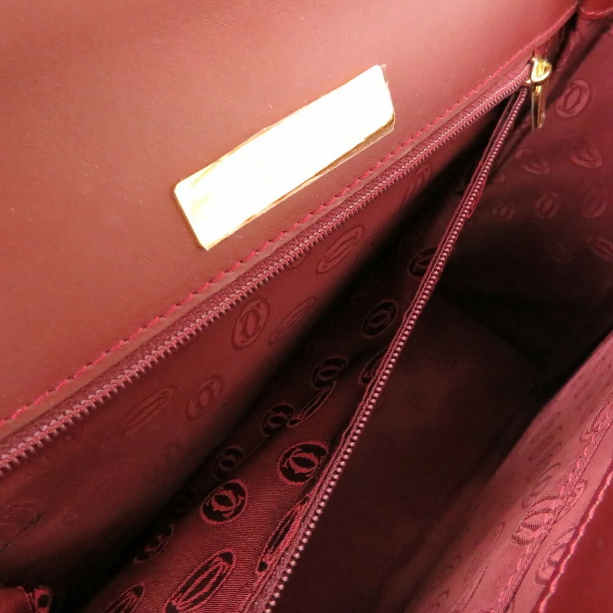 Pre-Owned Cartier must line leather bordeaux handbag red (Good)