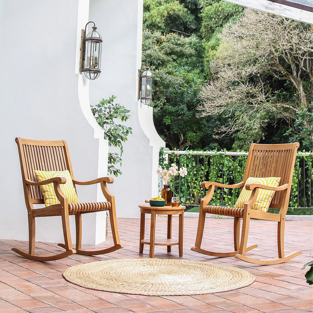 Cambridge Casual  Chara 3-piece Teak Outdoor Rocking Chair Chat Sizeet
