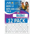 16x20x1 Air Filter MERV 13 Rating, 12 Pack of Furnace Filters Comparable to MPR 1500 - 2200 & FPR 9 - Made in USizeA by AIRX FILTERSize WICKED CLEAN AIR.