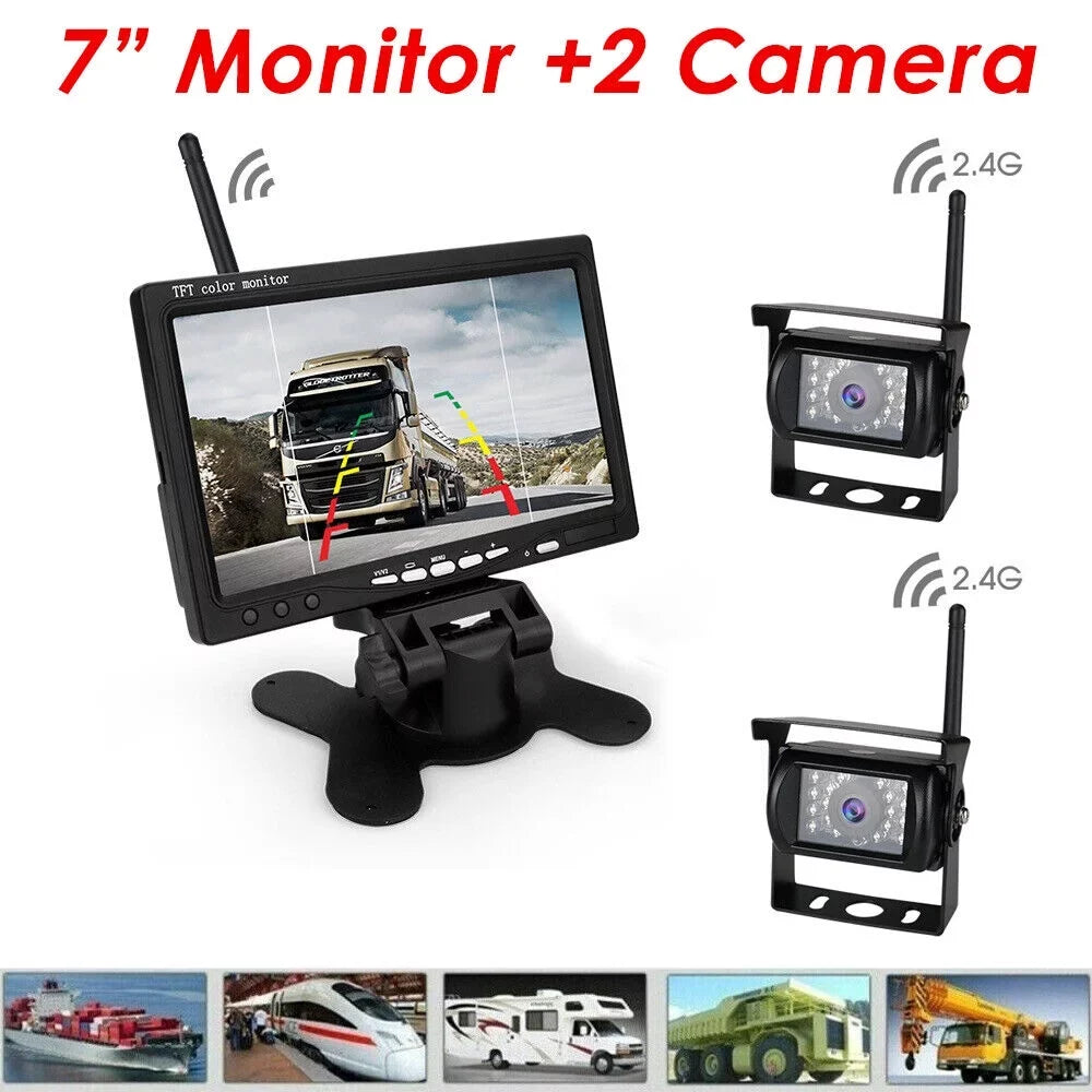 1Pack Waterproof Backup Camera with 7" Monitor Kit: Night Vision, Wireless Vehicle Parking Sizeystem for RV, Bus, Trailer, Truck
