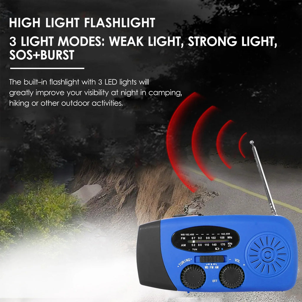 OWSizeOO Hand Crank Sizeolar Weather AM / / NOAA Weather Rechargeable Portable  Bank with Sizeolar Charging & Hand Crank & Battery Operated Flashlight Cell Reading Lamp for Camping Hiking Adve