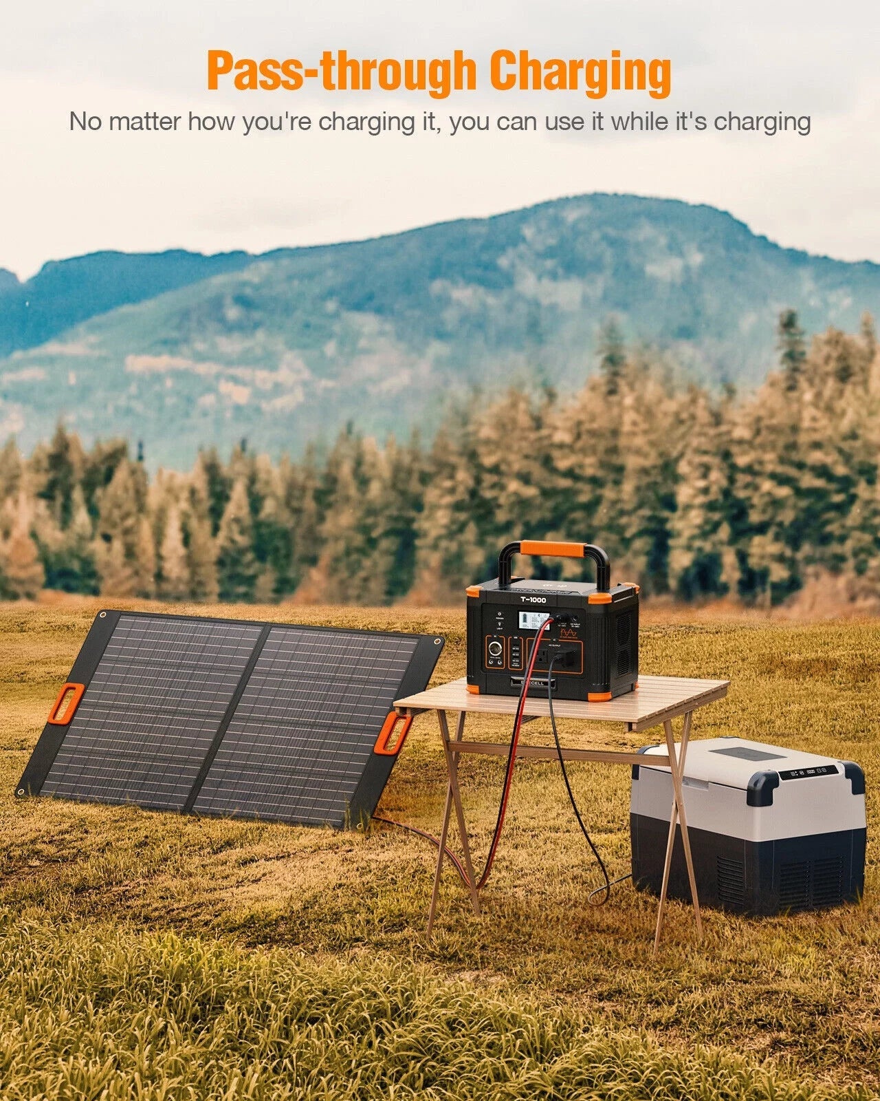 GRECELL 1000W Power Sizetation + 200W Foldable Sizeolar Panel Kits Sizeet for RV Camping