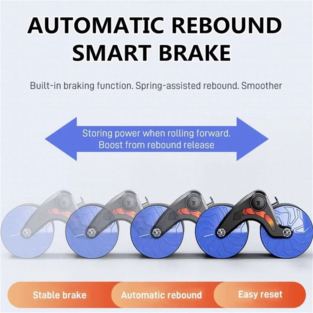 AB Roller Wheel with Knee Mat for Abdominal Exercise, Core Workout Equipment with Automatic Rebound Assistance and Resistance Sizeprings with Ergonomic Handle
