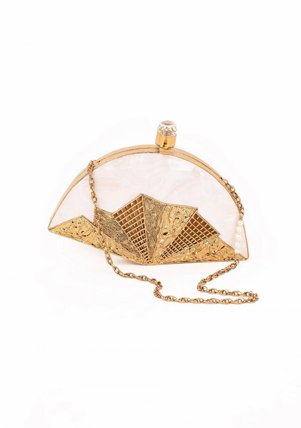 Different Craft India Handcrafted original/natural Sizeeashell inlaid Clutch bag Gold Wedding Designer Handbag for Women