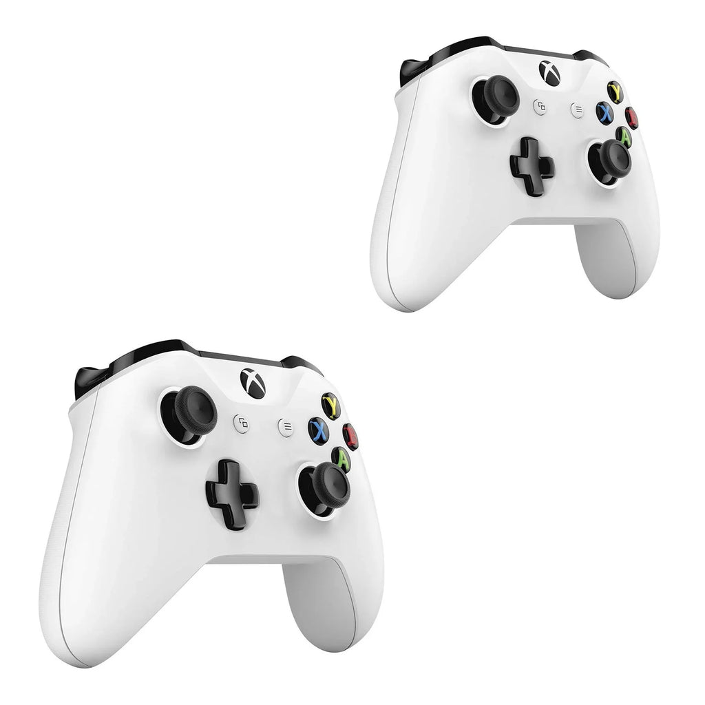 Pre-Owned Microsoft Xbox One X 1TB with 2 Controller, 4K Ultra HD Ivory with BOLT AXTION Cleaning Kit HDMI Bundle (Refurbished: Like New)