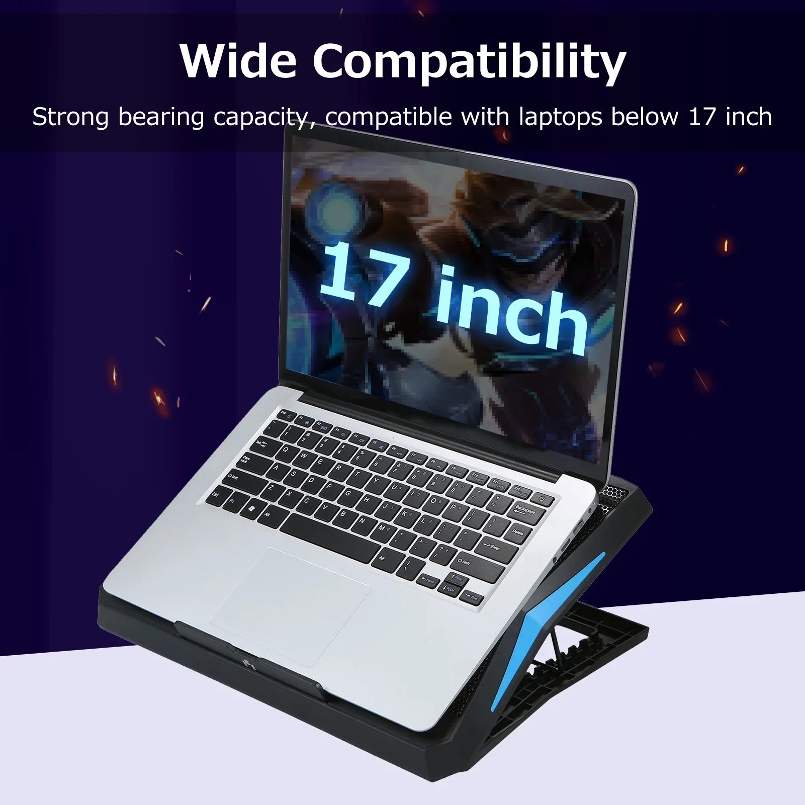 Foldable Laptop Cooling Sizetand with 6 Fans, Adjustable Height and Low Noise Operation