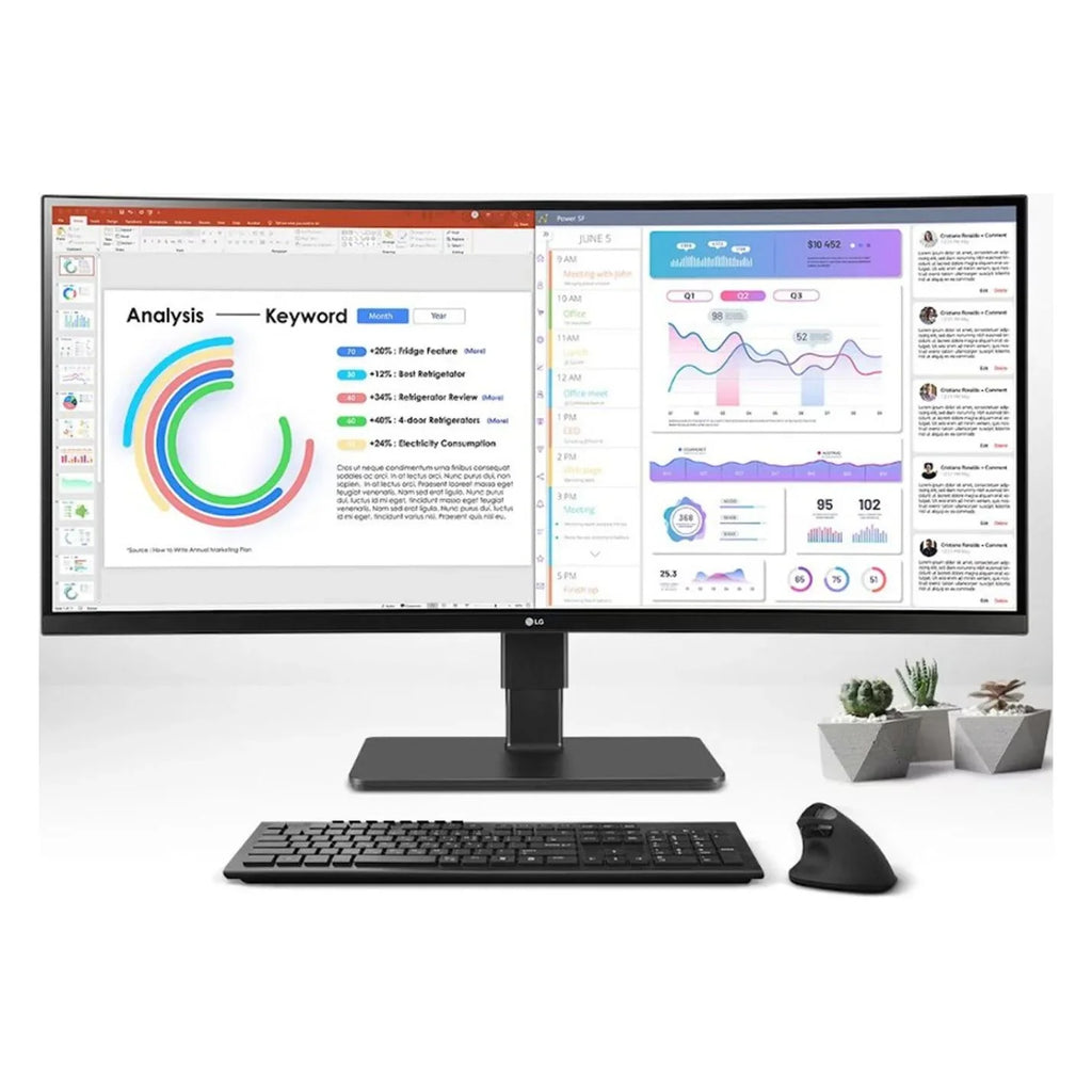 LG Ultrawide 34\" 3440 x 1440 LED HDR10, sRGB Curved Monitor, Textured Black, 34BQ77QB-B
